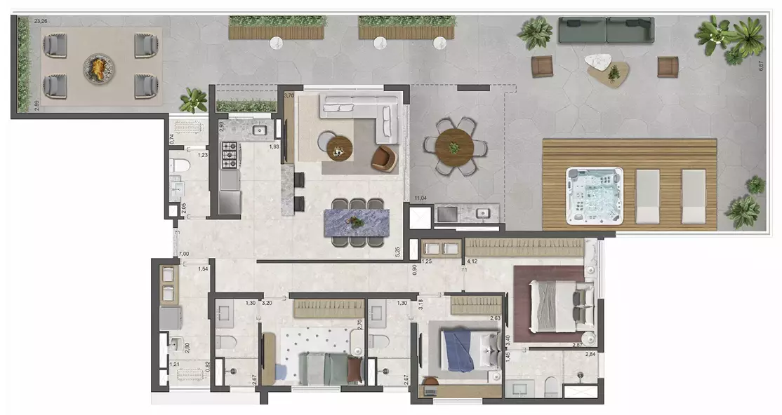 219 Garden Suspenso com 219 metros, 3 Suítes e Lavabo, 2 Vagas com Depósito